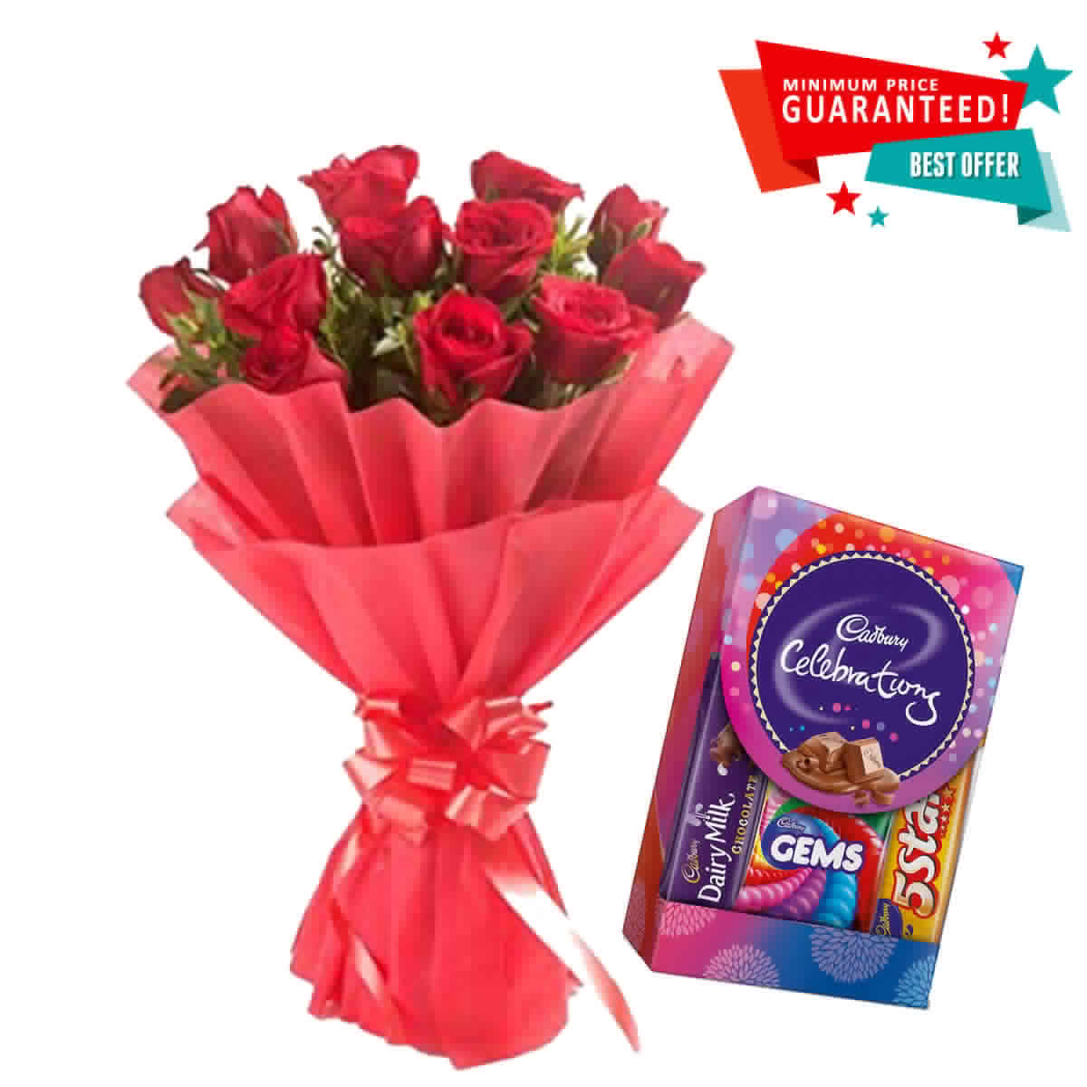 Fresh Flowers Gifts Pack with Cadbury Celebrations Hamper Chocolate Box -  The FloralMart