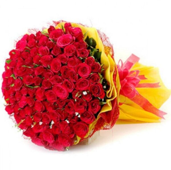 The FloralMart® Mother's Day Special Fresh Flower Bunch of 150 Red Roses in Paper Wrapping